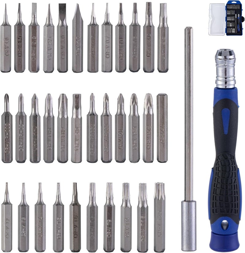 MDBTTOOLS 36-Piece Screwdriver Set, Red, Plastic Case, Handle with 34 Bits, Extension Bar for Electrical Work, 11 x 2.5 x 10.5 Inches (Orange -36 pieces) - Image 1